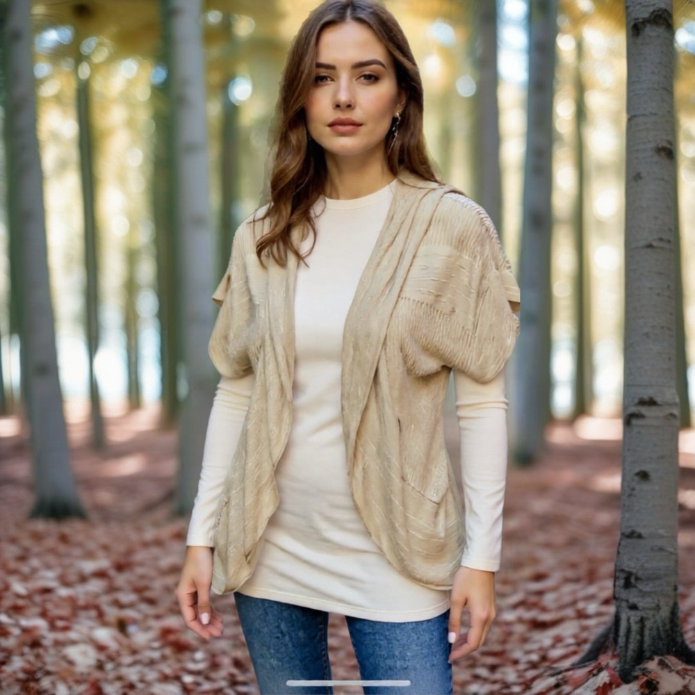 Chic Cream Open Front Cardigan